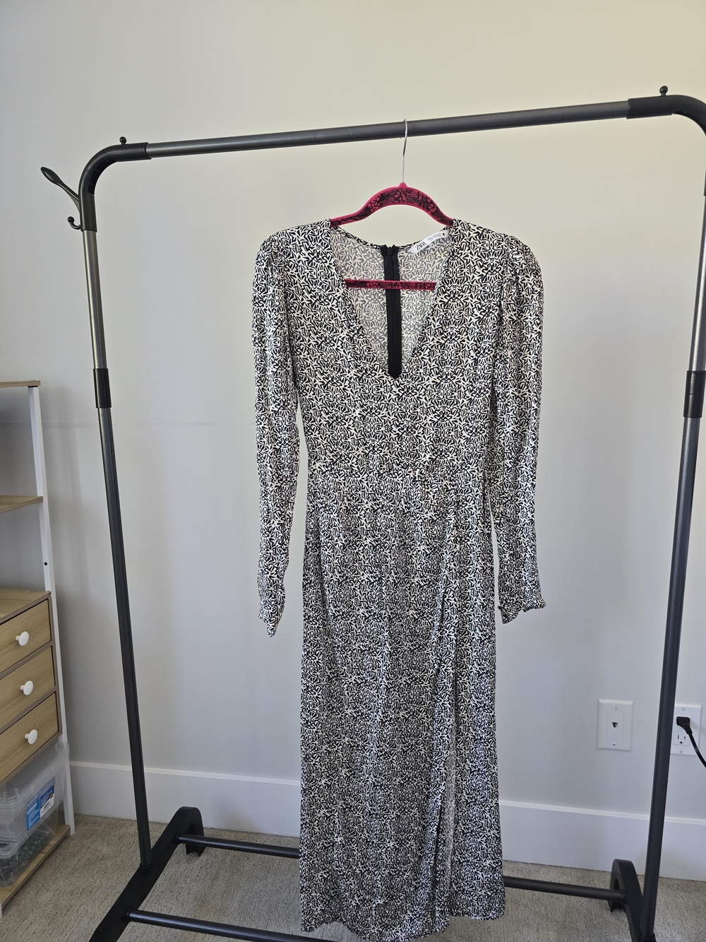 Zara Black & White Printed Dress – Size XS